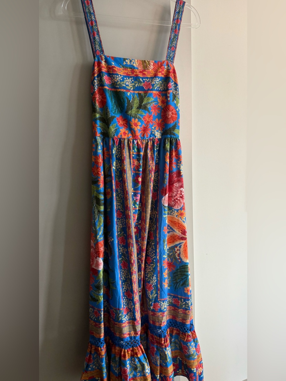 FARM Rio Stitched Garden Blue Maxi Dress | XS